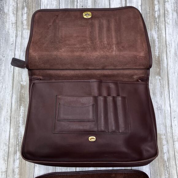 VTG Coach Leather Dowel Briefcase 5292 Messenger Bag Brown Crossbody Turnlock - Picture 2 of 16